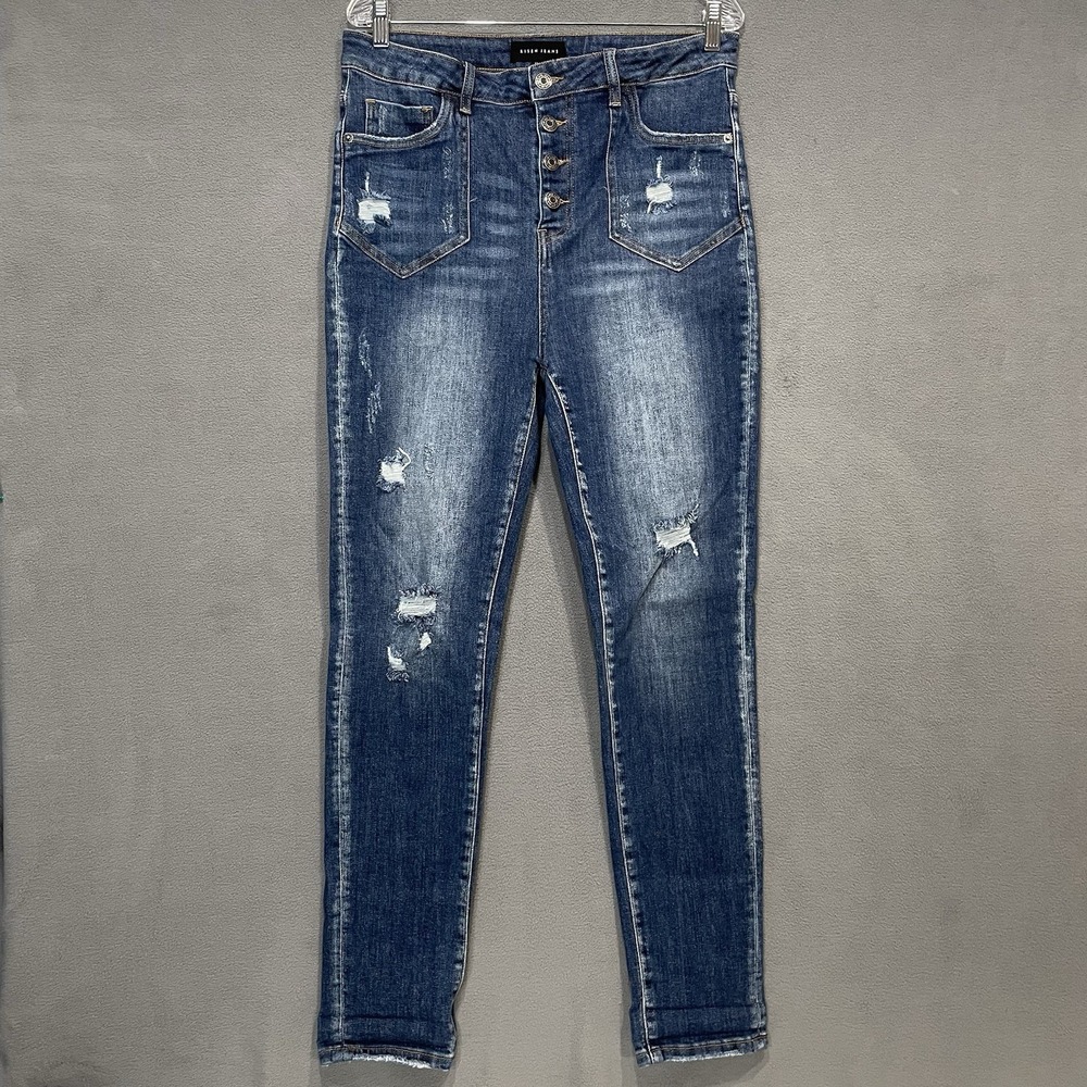 Risen Distressed Women's Jeans Size 13/31 Rdp1412 Button Fly 32x31